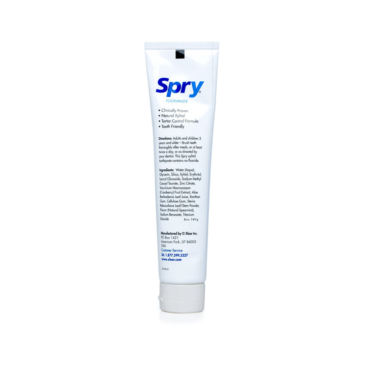 Xylitol Toothpaste 5oz, Fluoride Free Toothpaste Adult and Kids, Teeth Whitening Toothpaste with Xylitol, Natural Breath Freshening, Mouth Moisturizing Ingredients, Spearmint (Pack of 1)