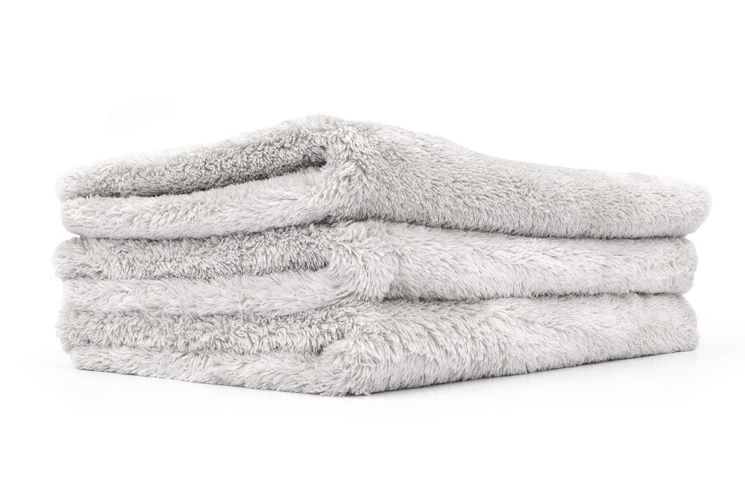 - Eagle Edgeless 500 (3-Pack) Professional Korean 70/30 Blend Super Plush Microfiber Detailing Towels, 500GSM, 16in x 24in, Ice Grey