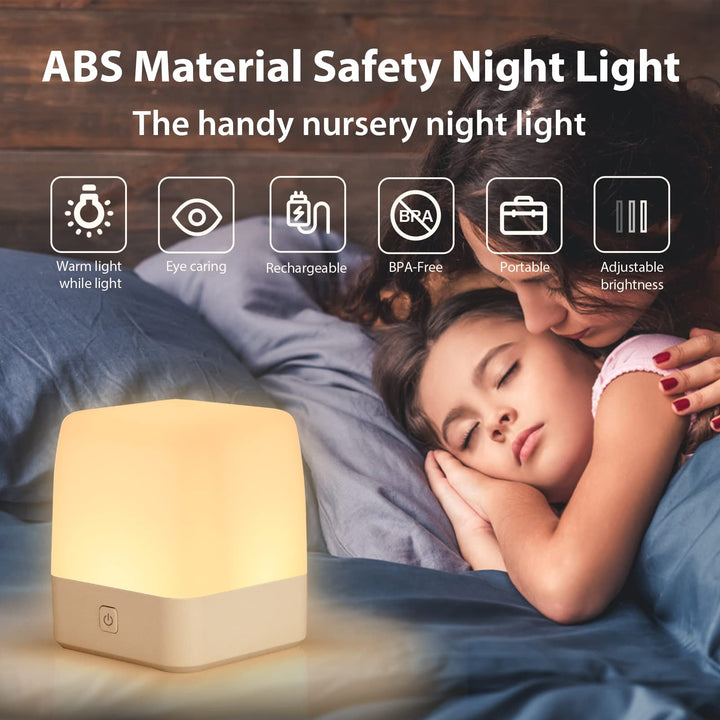 Night Light for Kids, LED Touch Baby Night Light for Breastfeeding, Dimmable Nightlight for Bedroom Nursery Lamp Rechargeable Portable Night Light with Memory Function Bedside Light