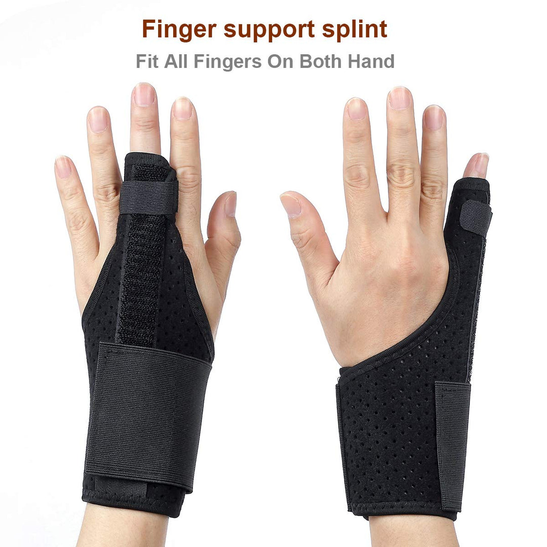 Trigger Finger Splint Brace Support Breathable Wrist and Thumb Fracture Finger Stabilizer Brace Sleeves for Pain Relief, Carpal Tunnel Arthritis Tendonitis (Black)