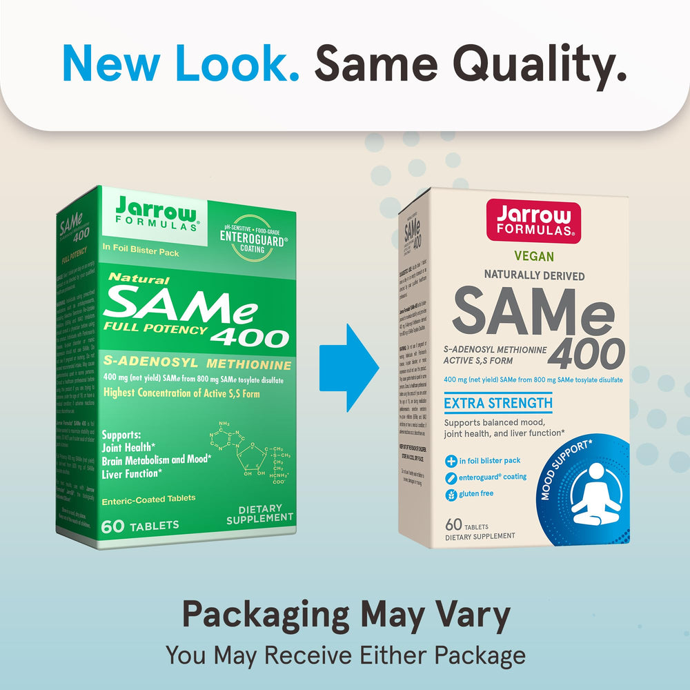 SAMe 400 mg, Supports Joint Health, Liver Function, Brain Metabolism, 60 Tablets, Up To a 60 Day Supply