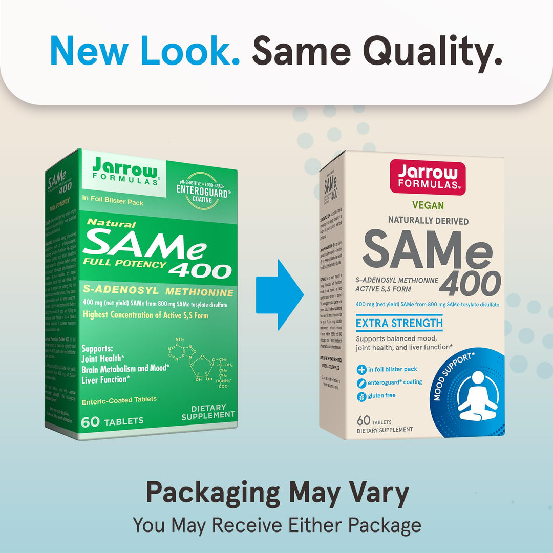 SAMe 400 mg, Supports Joint Health, Liver Function, Brain Metabolism, 60 Tablets, Up To a 60 Day Supply