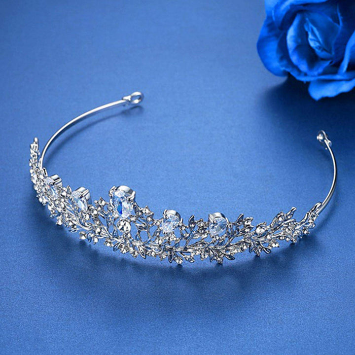 Zircon Crystal Wedding Tiara for Bride and Flower Girls, Princess Tiara Headband Pageant Crown Bridal Hair Accessories Jewelry for Women and Girls