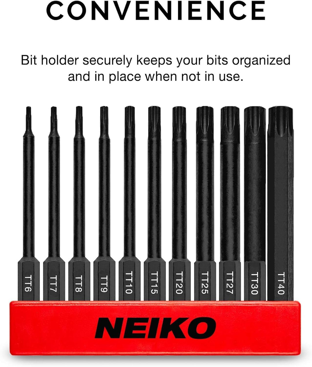 01149A Torx Head Drill Bit Set, 11-Piece Sizes TT6 to TT40 | Tamperproof Magnetic Torx Bits | 3 Quick Release Shanks | Premium S2 Steel | Compatible with Power Drills and Impact Drivers
