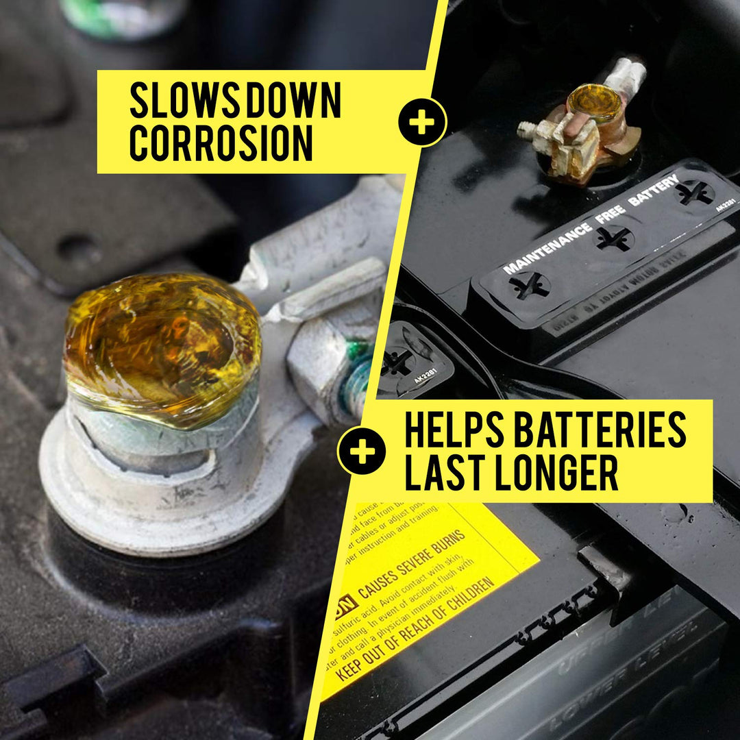 4 Oz Brush-On Oil-Based Battery Corrosion Preventative - Made in USA - Prevents Rust & Corrosion, Increases Life of Battery, Does Not Dry or Evaporate