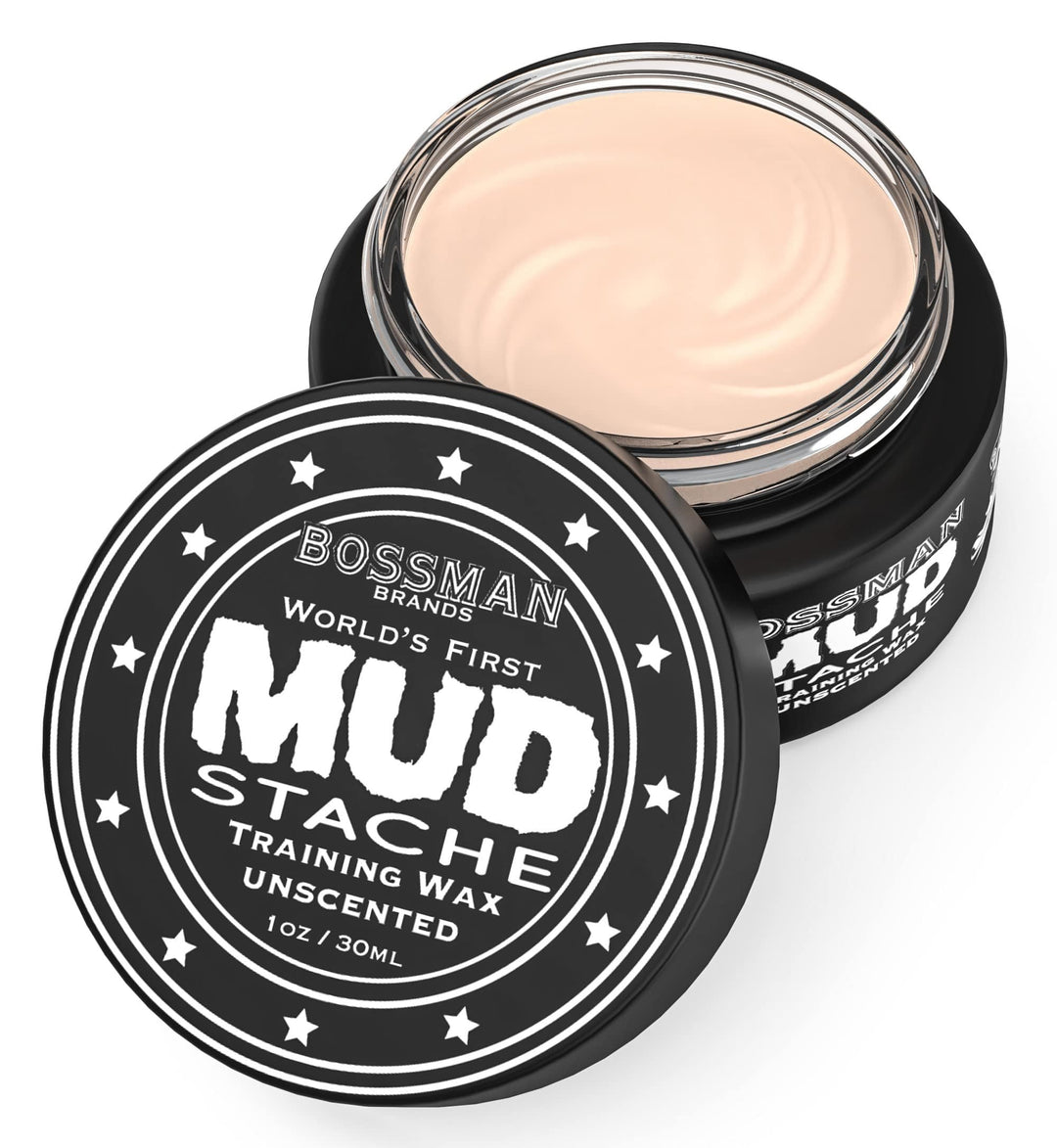 MUDstache Unscented Mustache Wax – No Pull - Spreads Easy for a Strong Non-Tacky 24 hr Hold - Tame, Train and Style - Moustache Wax for Men (1oz)