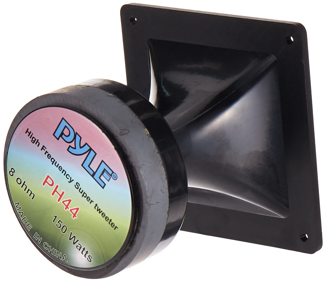 PYLE 4x4 Inch Speaker-Heavy Duty 150 Watt High Power Horn Audio Tweeter System w/ 25mm Voice Coil, 15 Oz Magnet Structure, 1kHz-18 kHz Frequency, 105 dB, 8 Ohm Impedance (PH44)