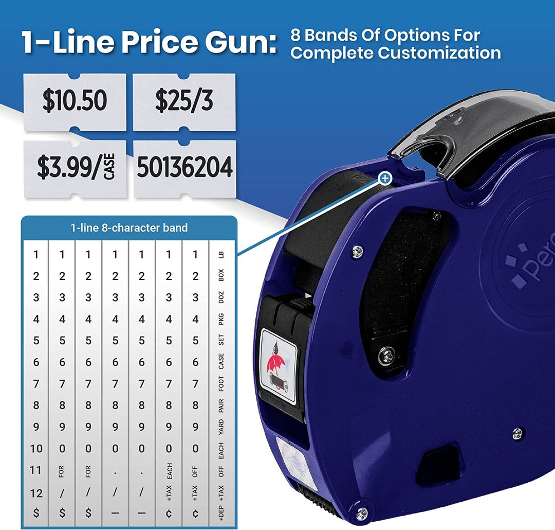 Lite 1 Line Price Gun with Labels Kit - Includes 5,000 Blank White Labels, 2 Ink Rollers, 1 Ink roll and Labels Pre-Loaded