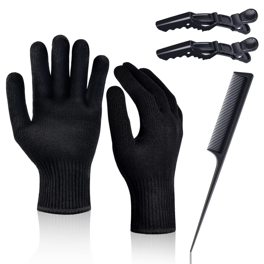 Heat Proof Medium Glove Mitts for Hair Styling - 2Pcs for Flat Iron, Curling Wand, and Hot-Air Brushes