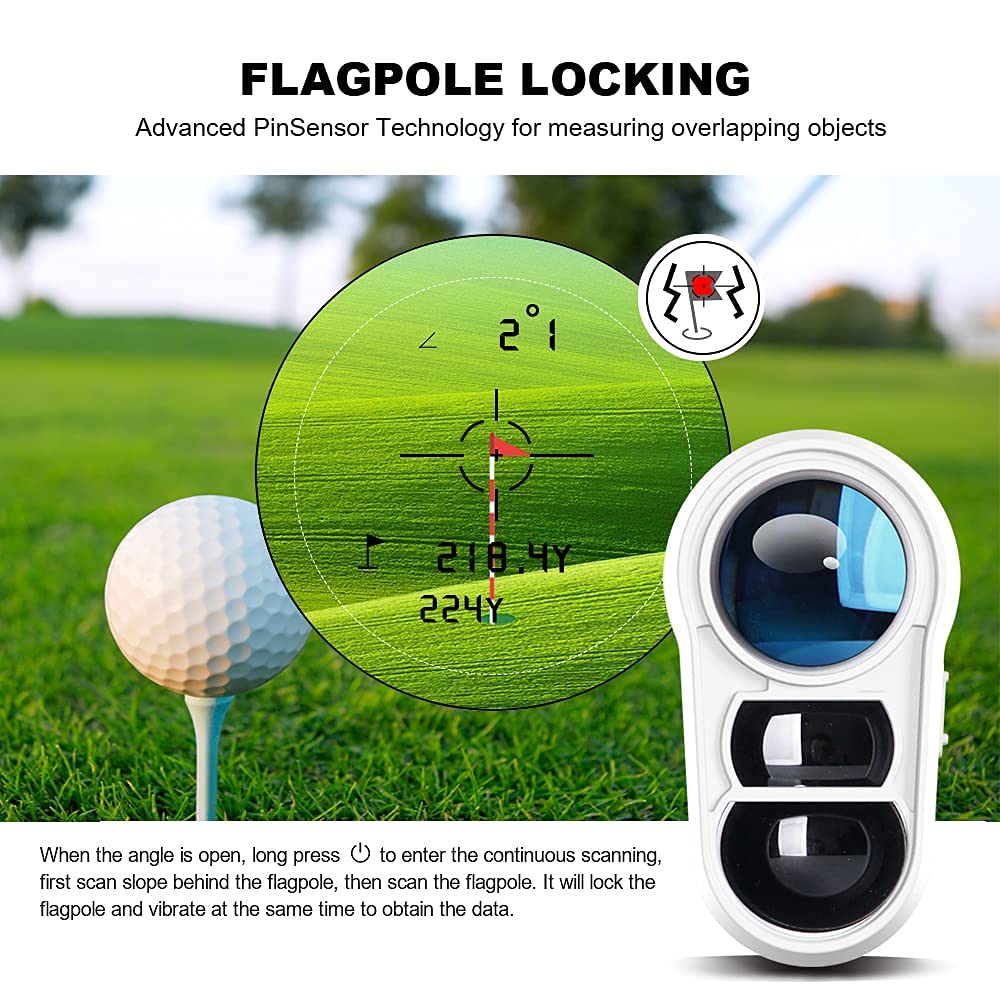 Golf Rangefinder with Slope and Pin Lock Vibration, External Slope Switch for Golf Tournament Legal, Rangefinders with Rechargeable Battery 1000YDS Laser Range Finder