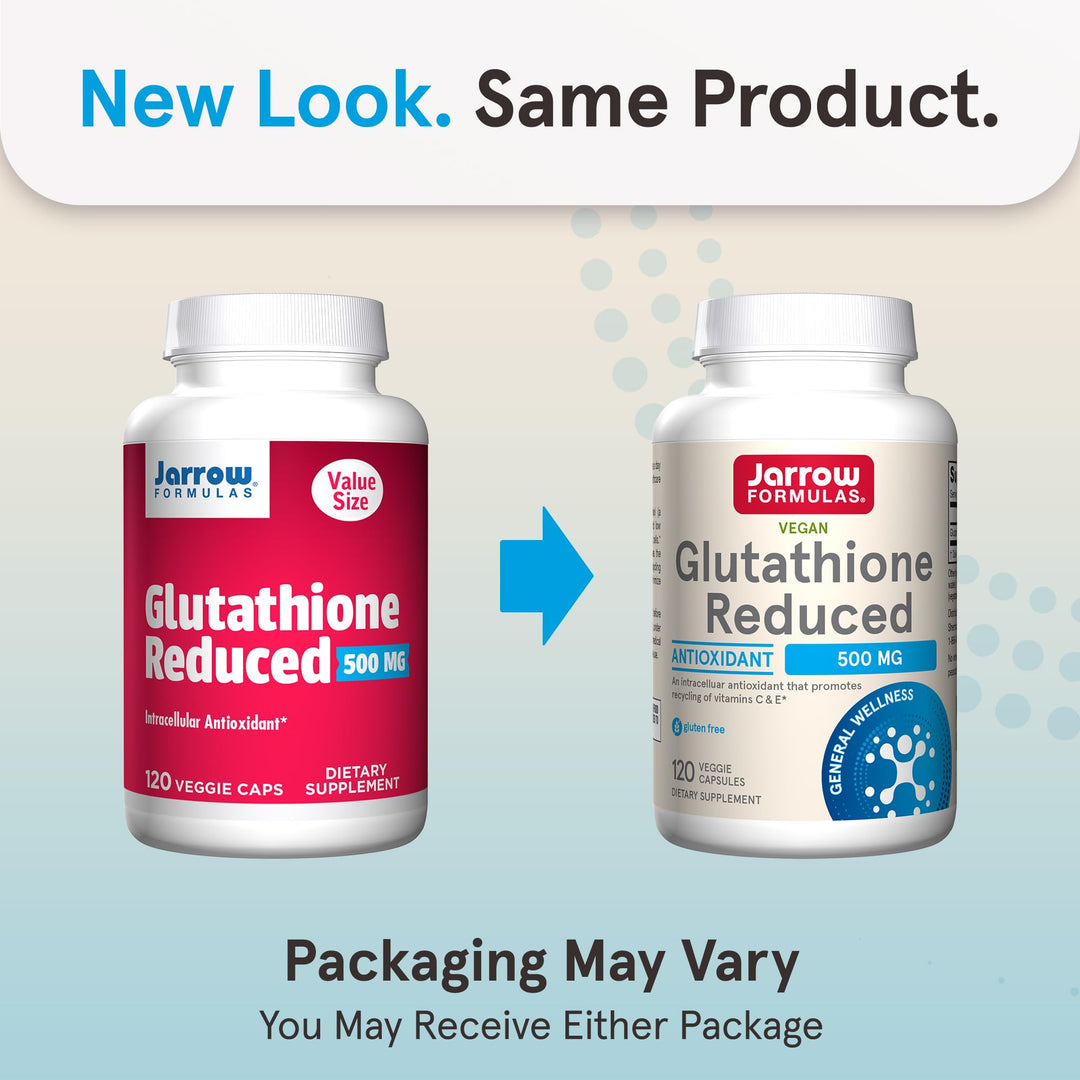 Glutathione Reduced 500 mg - 120 Veggie Capsules - Intracellular Antioxidant - Quality Glutathione Supplements - Supports Recycling of Vitamins C & E - Non-GMO - Gluten Free - Vegan