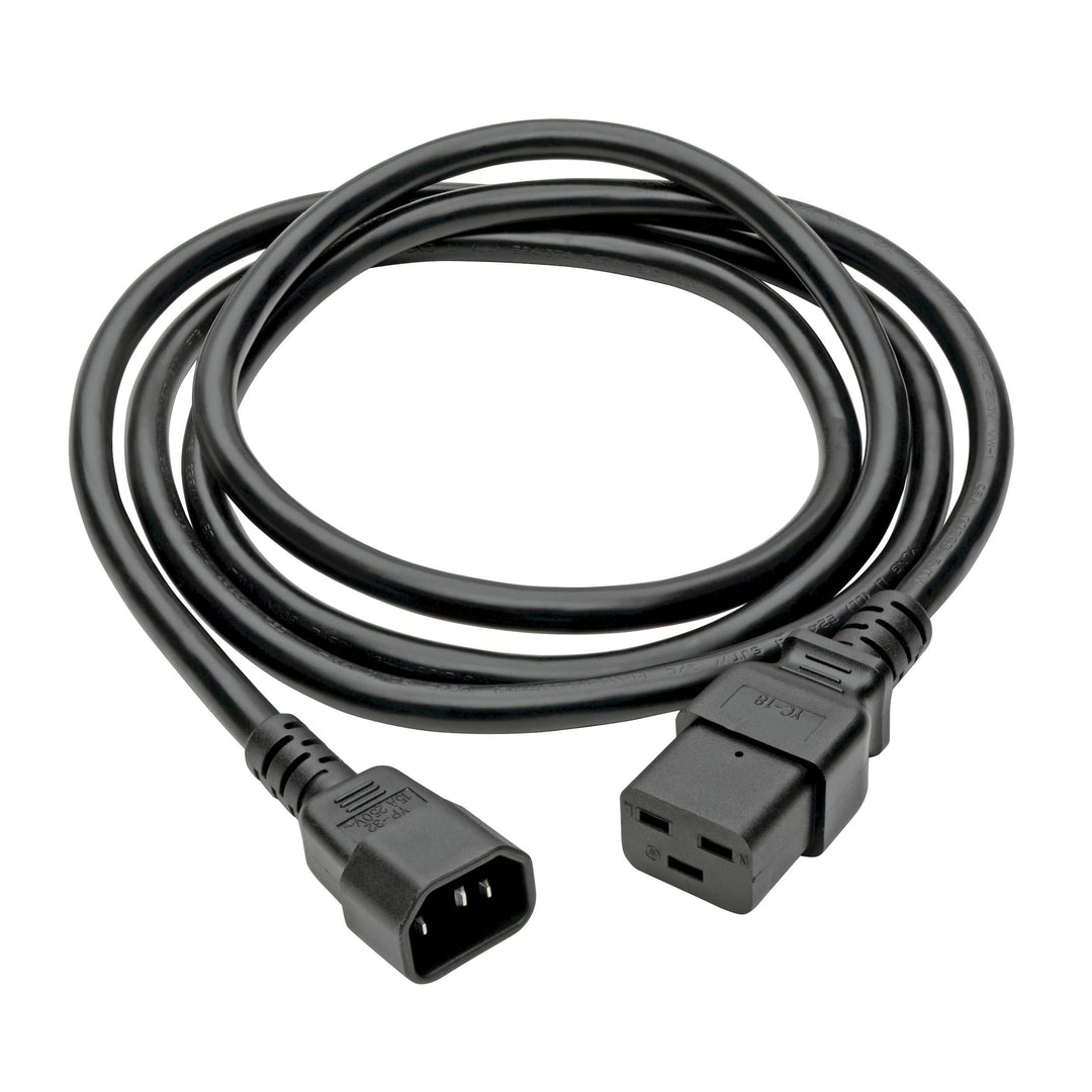 Heavy-Duty Power Cord, 15A, 14AWG (IEC-320-C19 to IEC-320-C14) 6-ft.(P047-006),Black