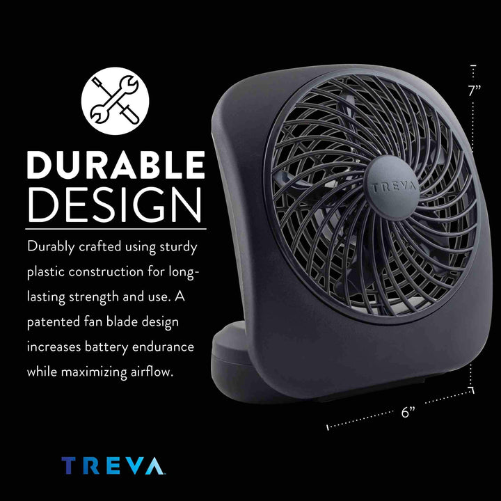 Treva 5 Inch Battery Powered Fan Portable Desk Fan 2 Cooling Speeds with Compact Folding & Tilt Design Small Fan Cubicle Accessories Mini Fan Portable 2 Pack (Black)