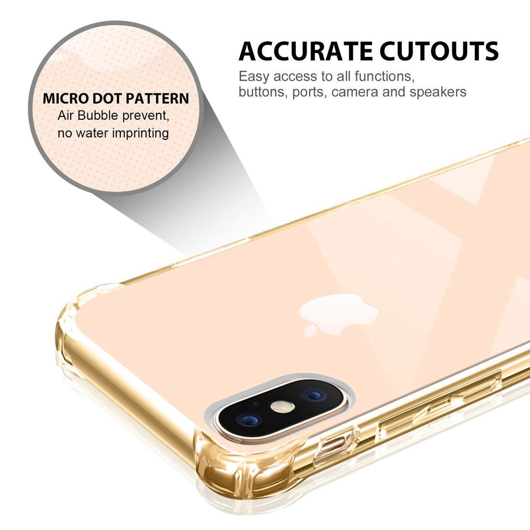 for iPhone Xs Max Case Clear iPhone Xs Max Case Cute Shock Absorption TPU Bumper Phone Case Cover Slim Anti Scratch Hard PC Back Hybrid Protective Case for iPhone Xs Max 6.5inch 2018 (Gold)