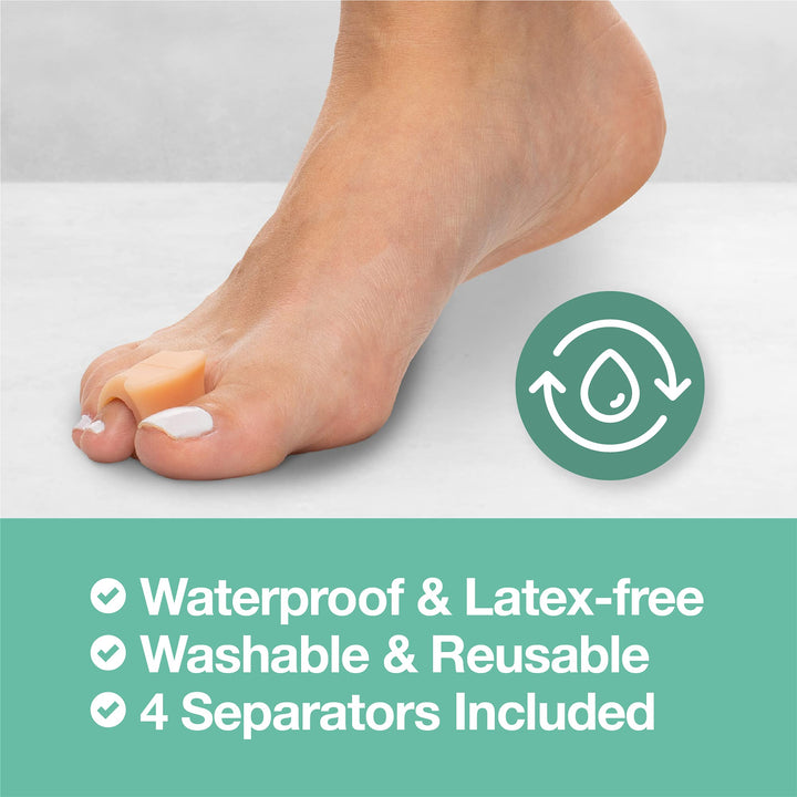 Pack of 4 Toe Separators and Spreaders for Relieving Pain Associated with Bunions Overlapping Toes and Toe Drift (Beige)