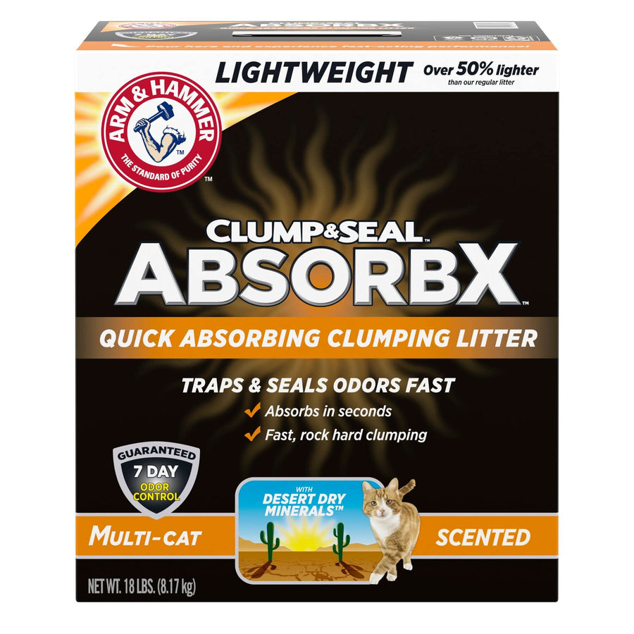 Clump & Seal AbsorbX Lightweight Quick Absorbing Scented Multi-Cat Clumping Cat Litter, 18 lb, Small