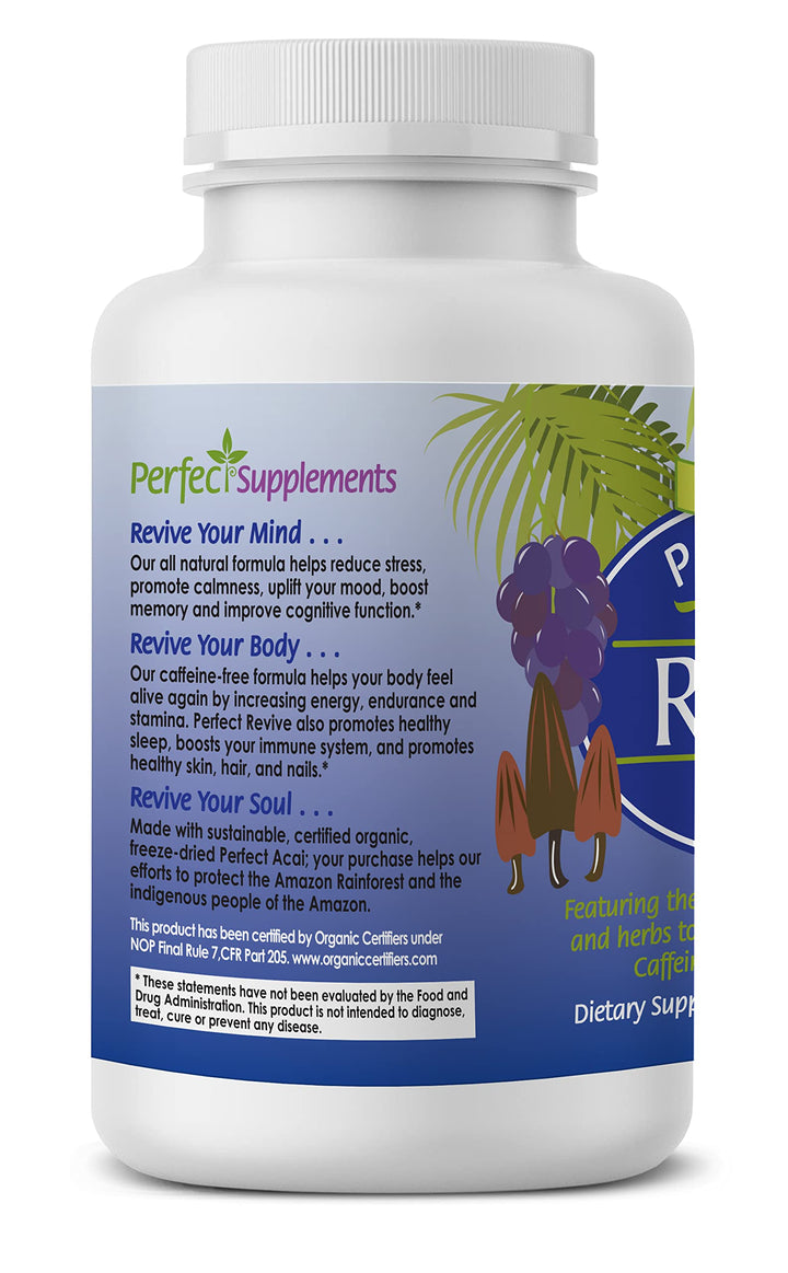 – Perfect Acai Revive – 180 Capsules – Organic Acai, Cordyceps, Grape Seed Extract & Rhodiola Rosea