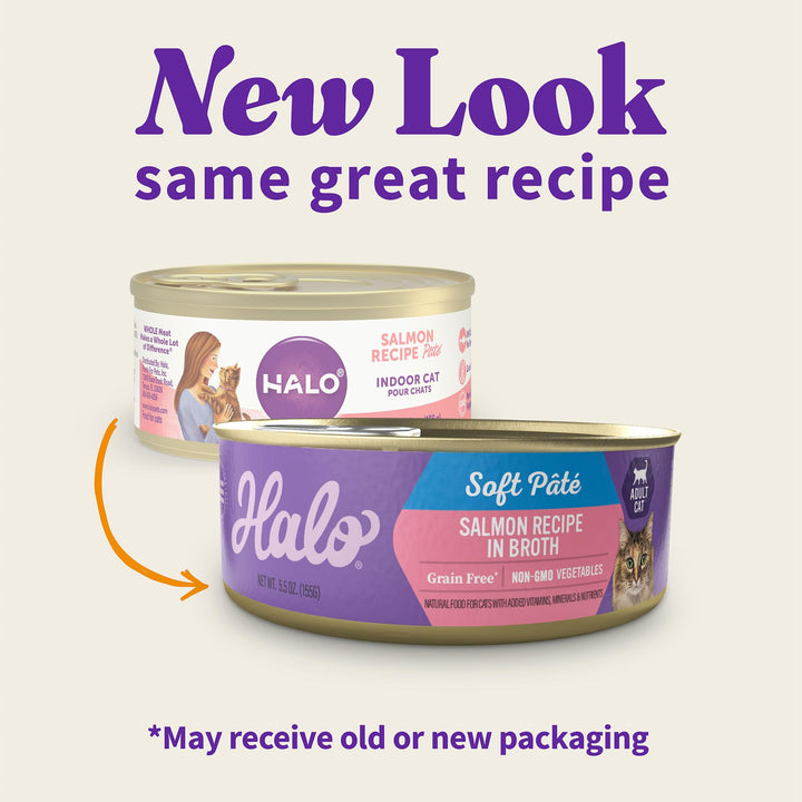 Wet Cat Food Whole Salmon Stew Recipe, Grain Free Wet Cat Pate, Canned Cat Food for Extra Hydration, 5.5 Oz Can (Pack of 12)