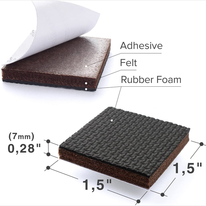 Non Slip Furniture Pads 8 pcs 1 1/2 - Premium Furniture Grippers! Self-Adhesive Rubber Feet Furniture Feet - Ideal Non Skid Furniture Pad Floor Protectors - Keep Furniture in Place!
