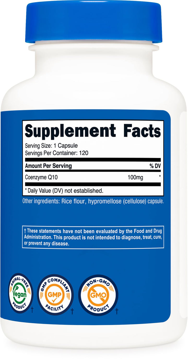 CoQ10 100mg, 120 Vegetarian Capsules, 120 Servings - High Absorption, Vegetarian, Non-GMO, Coenzyme Q10