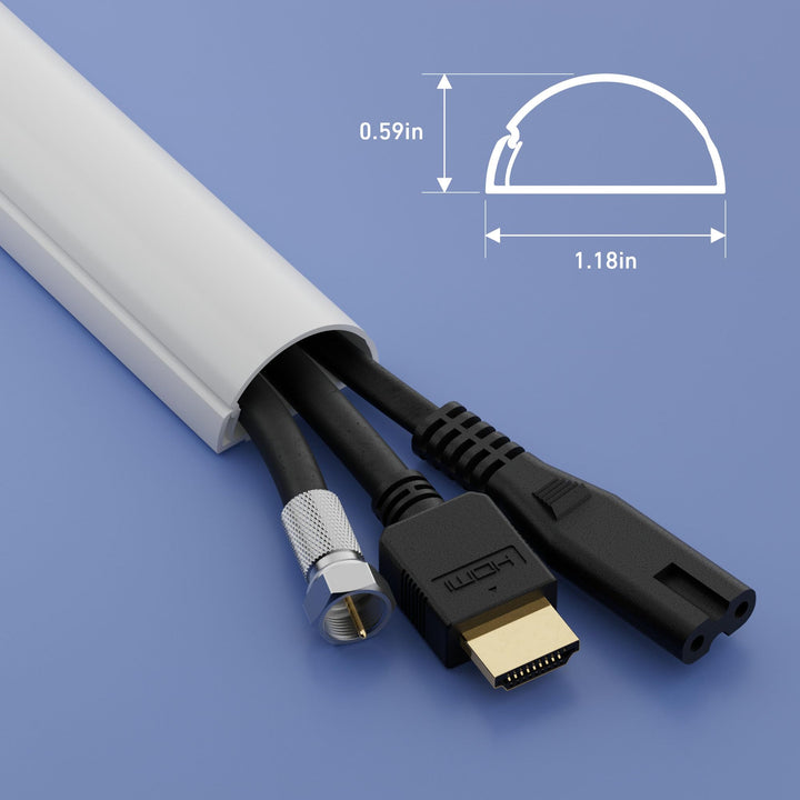 157in Cord Cover Kit, Self-Adhesive Wire Hiders, Paintable Cable Raceway to Hide Wires on Wall, Electrical Cable Management - 10x 15.7 Lengths & 19 Accessories - 1.18 (W) x 0.59 (H) - White