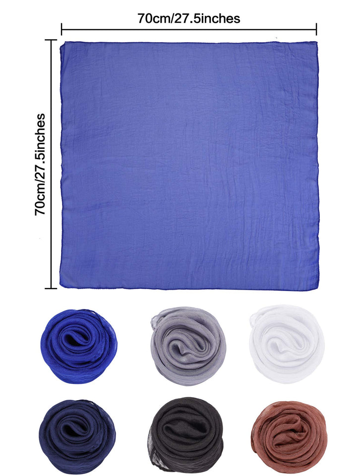 6 Pieces Chiffon Scarf 1950s Square Scarf Neck Head Scarfs Vintage Soft Scarf Polyester Scarves for Women Lady(Black, Navy, Royal Blue, Coffee, Gray, White)