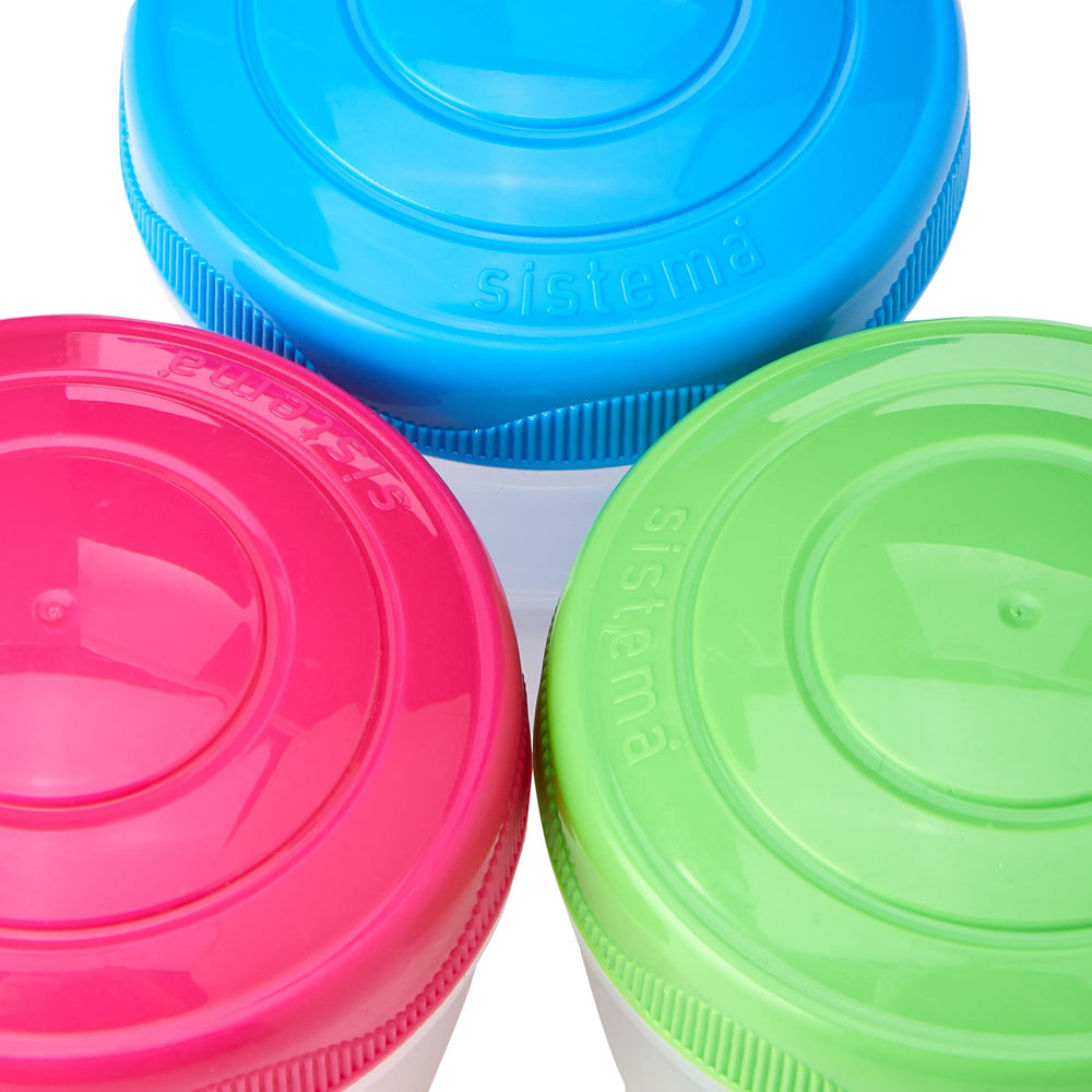 To Go Collection Mini Bites Small Food Storage Containers, 4.39 oz./130 mL, Pink/Green/Blue, 3 Count, Multicolor