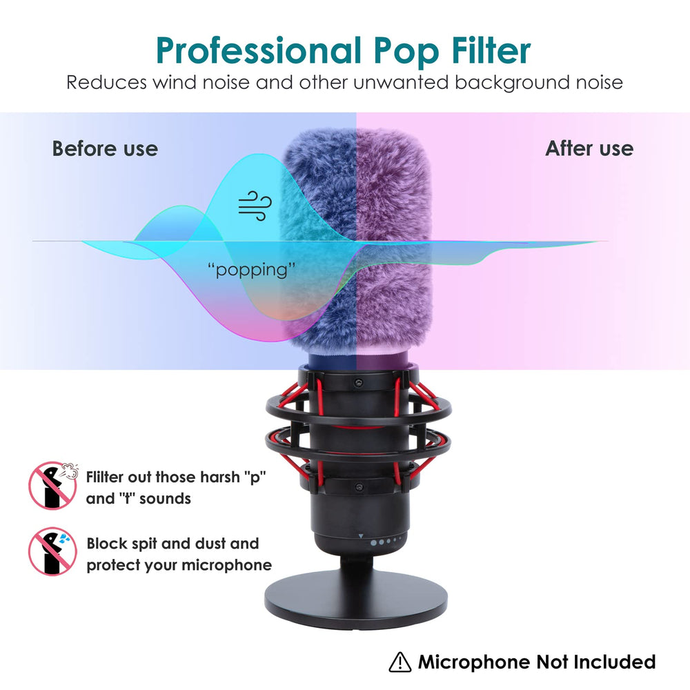 QuadCast Mic Windscreen, Furry Wind Cover Compatible with HyperX QuadCast Mic and HyperX QuadCast S microfono for Filter Ambient and Breathing Winds