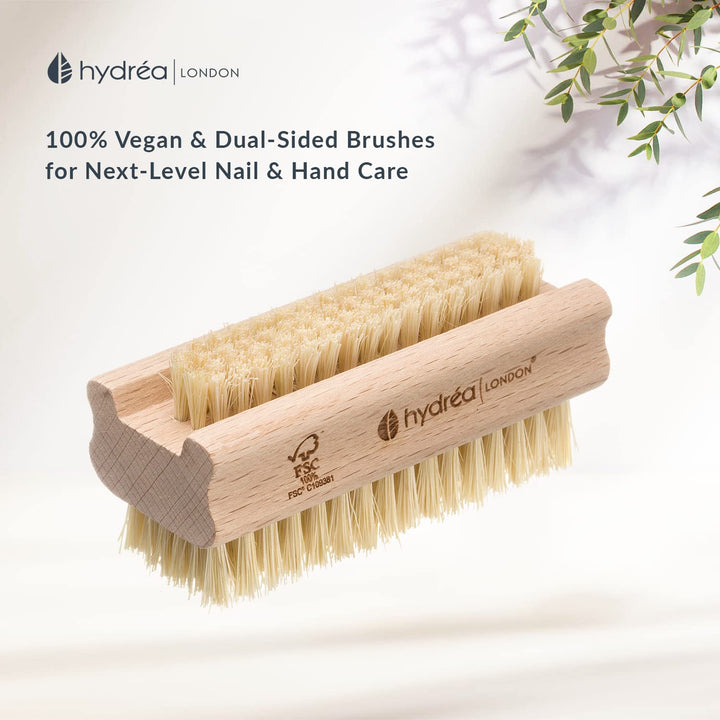 Nail Brush - Double-Sided Pedicure & Manicure Brush with Natural Cactus Bristles - 100% Vegan Hand Scrub, Fingernail Cleaner, & Tough Toenail Cleaning Scrubber - FSC® Certified Beechwood