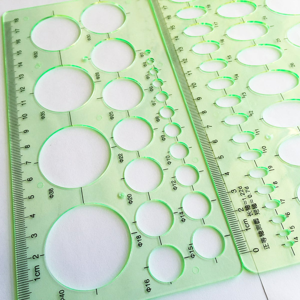 2PCS Professional Quality Circle and Oval Template Measuring Templates Ruler for Office/Creative Studio/Personal Drawing/Drafting