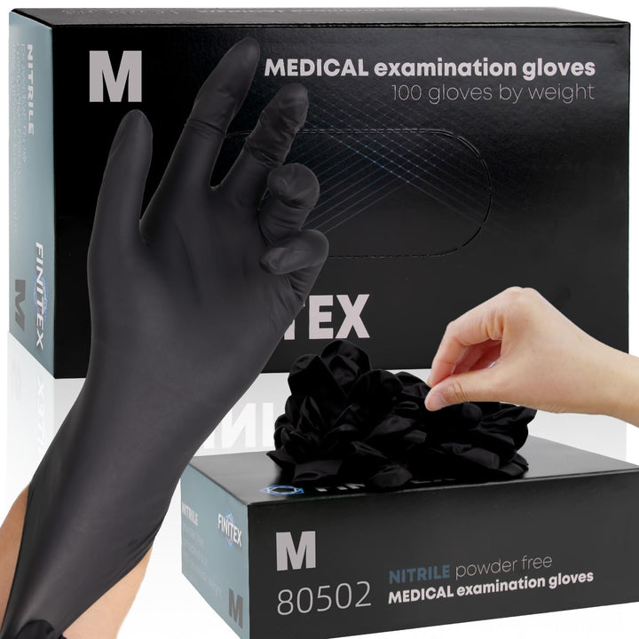 - Black Nitrile Disposable Gloves, 5mil, Powder-free, Medical Exam Gloves Latex-Free 100 PCS For Examination Home Cleaning Food Gloves (Medium)