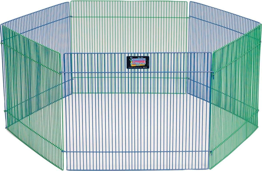 Small Animal Pet Playpen/Exercise Pen, Blue and Green,1 Count (Pack of 1), Small Animal Playpen.