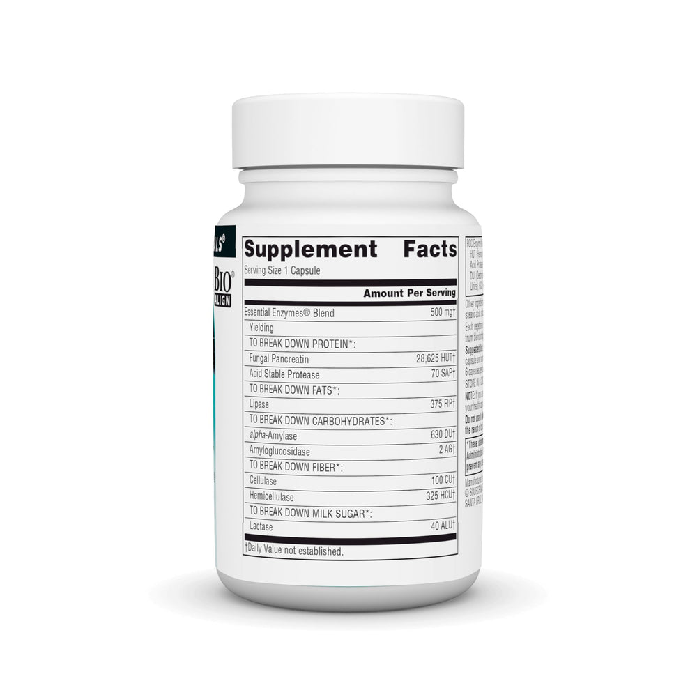 Essential Enzymes 500mg Bio-Aligned Multiple Enzyme Supplement Herbal Defense for Digestion, Gas, Constipation & Bloating Relief - Supports Immune System* - 60 Vegetarian Capsules