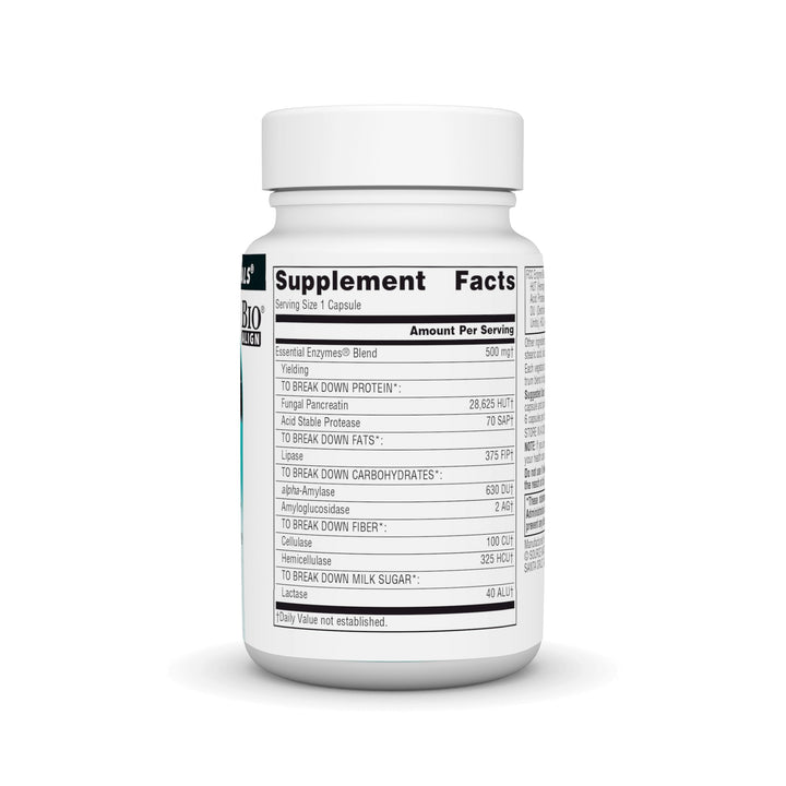 Essential Enzymes 500mg Bio-Aligned Multiple Enzyme Supplement Herbal Defense for Digestion, Gas, Constipation & Bloating Relief - Supports Immune System* - 60 Vegetarian Capsules