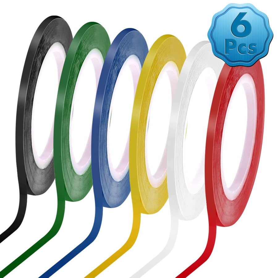 6 Rolls 1/8 Whiteboard Tape Thin White Board Tape Lines Pinstripe Dry Erase Art Tape Graphic Chart Grid Electrical Tape, 108 Feet Per Roll