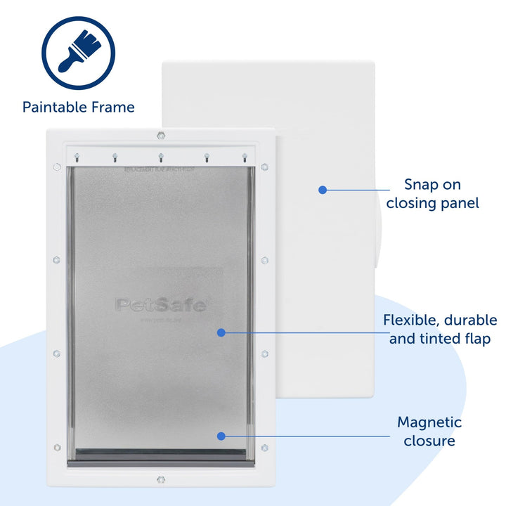 Never Rust Plastic Doggie Door for Install in Interior and Exterior Doors or Walls, Paintable, Easy Install, Closing Panel Included, for Cats and Dogs Up to 15 lb, (Small)