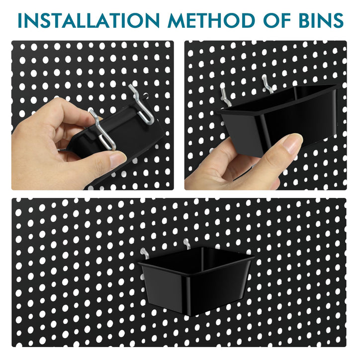 248PCS Pegboard Accessories Organizer Kit, Pegboard Bins, Pegboard Set for Tools, 1/8 and 1/4 inch Pegboard Hooks Assortment, Pegboard Bins, Metal Hooks for Hanging Storage (All Black)