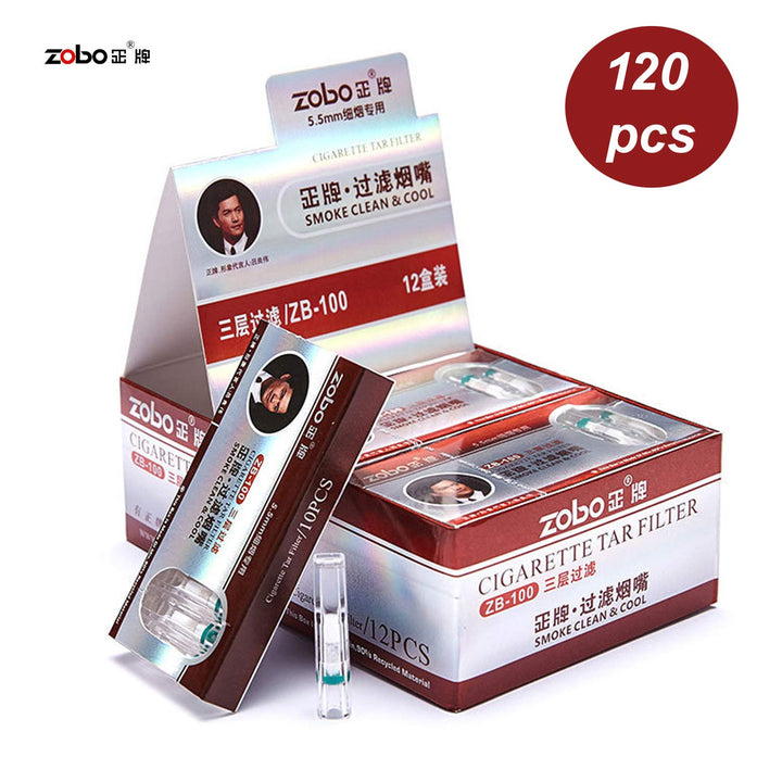 Disposable Cigarette Filters Three-Layer Microporous Multi-Filtering to Reduce Tar and Smoke Stains (120 Per Pack) Suitable for Slim and Super-Slim Cigarettes