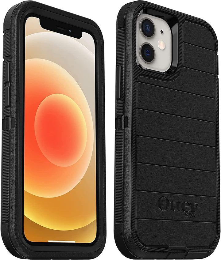 Defender Screenless Series Rugged Case & Belt Clip Holster for iPhone 12 Mini (NOT 12/Pro/Pro Max) Non-Retail Packaging - Black - with Microbial Defense