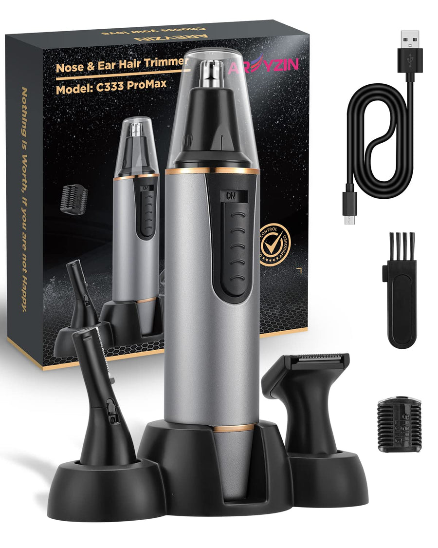Nose Hair Trimmer for Men 2024 Professional Painless Rechargeable Nose Trimmer for Men and Women, Eyebrow Facial Hair Trimmer, Powerful Motor, IPX7 Waterproof, Dual Edge Blades