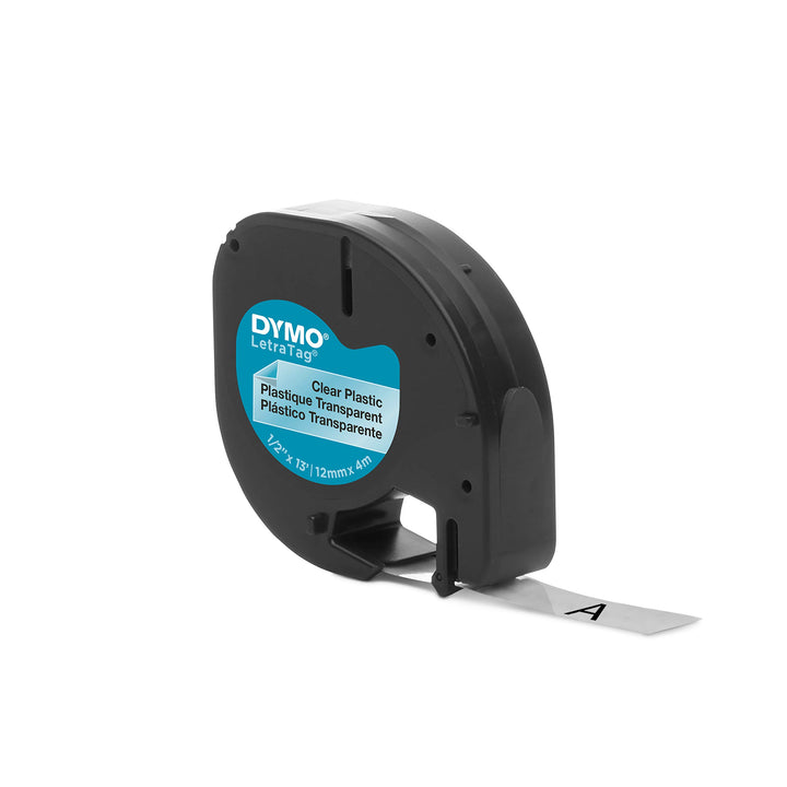 - DYM16952 Authentic LetraTag Labeling Tape for LetraTag Label Makers, Black Print on Clear pastic Tape, 1/2'' W x 13' L, 1 roll (16952)