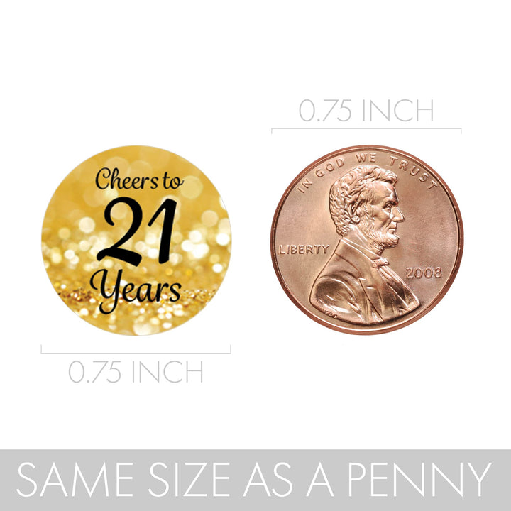 21st Birthday Party Favor Stickers - Black and Gold (324 Count)