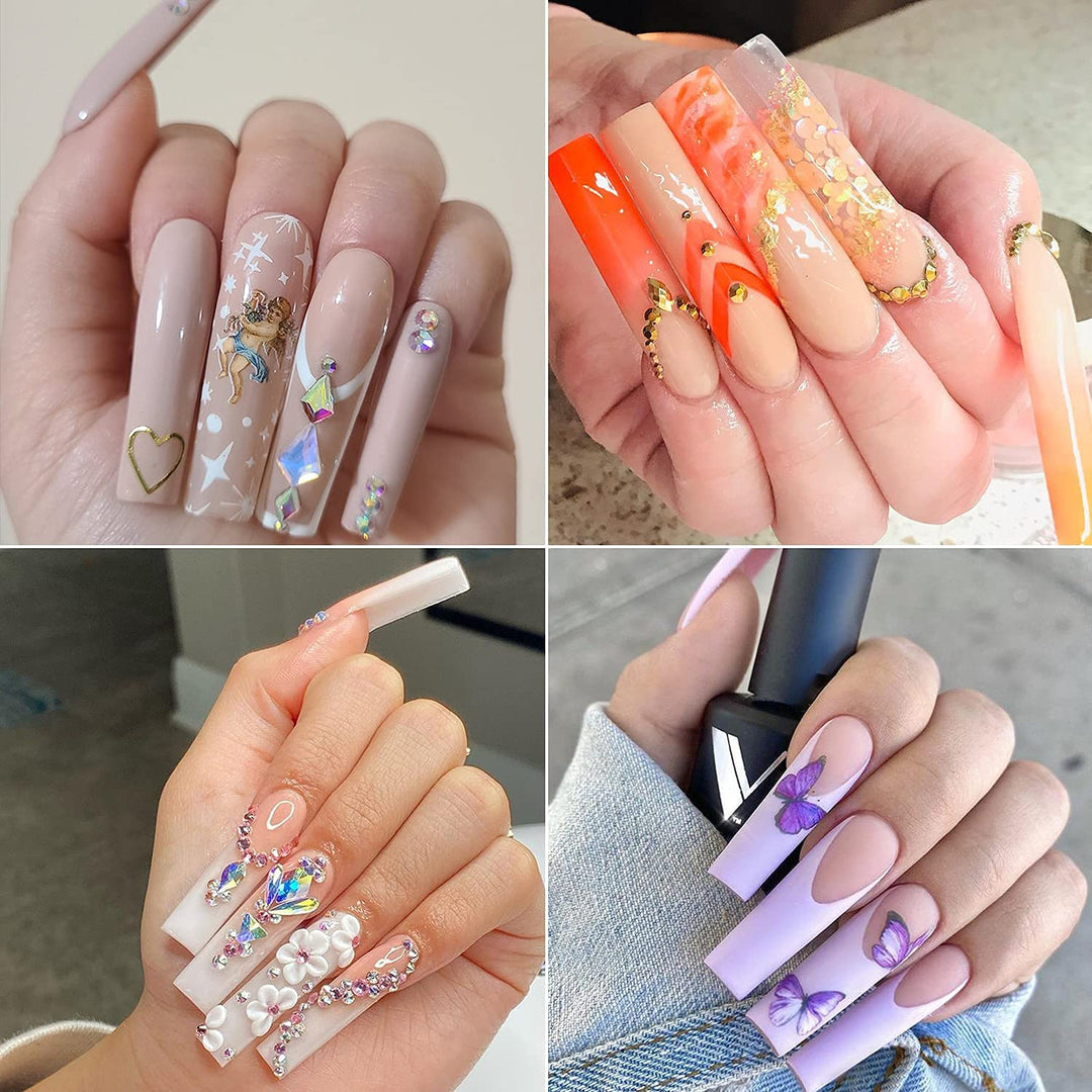 120Pcs Extra Long Nail Tips with Box,Clear XXL Straight Tapered Square Full Cover Nail Tips, Press On False Nail Tips for Salons and DIY Nail Art at Home(12 Sizes)