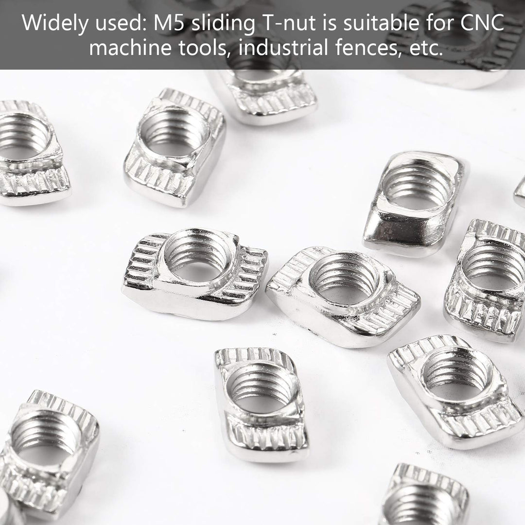 150 Pieces 2020 Series T Nuts T-Slot Nut Hammer Head Fastener -Plated Carbon Steel Sliding T Nuts for Aluminum Profile (M5)