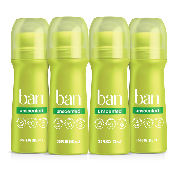 Original Unscented 24-hour Invisible Antiperspirant, 3.5oz Roll-on Deodorant, 4-pack, Underarm Wetness Protection, with Odor-fighting Ingredients