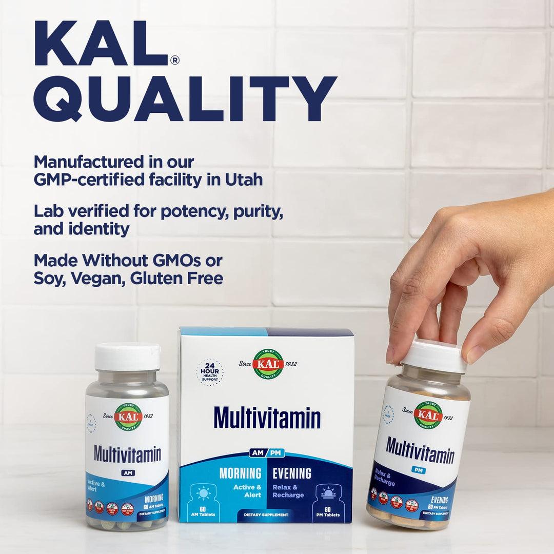 Multivitamin AM/PM, 2-in-1 Womens and Mens Multivitamins Supplements, Turmeric, Tart Cherry, Organic Matcha and Spirulina for Immune,and Cellular Support, Gluten Free, 30 Servings, 120 Tablets