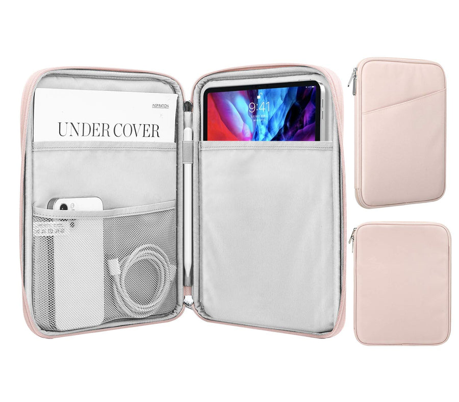9-11 Inch Tablet Sleeve Case,Fits New iPad Air/Pro 11 inch 2024, iPad Air 5/4th 10.9, iPad 10th Gen 10.9, iPad 9/8/7th 10.2, Galaxy Tab S8/S9 11,Protective Bag Carrying Case with Pocket, Pink