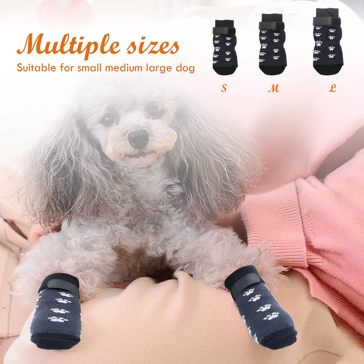Anti Slip Dog Socks 3 Pairs - Dog Grip Socks with Straps Traction Control for Indoor on Hardwood Floor Wear, Pet Paw Protector for Small Medium Large Dogs L