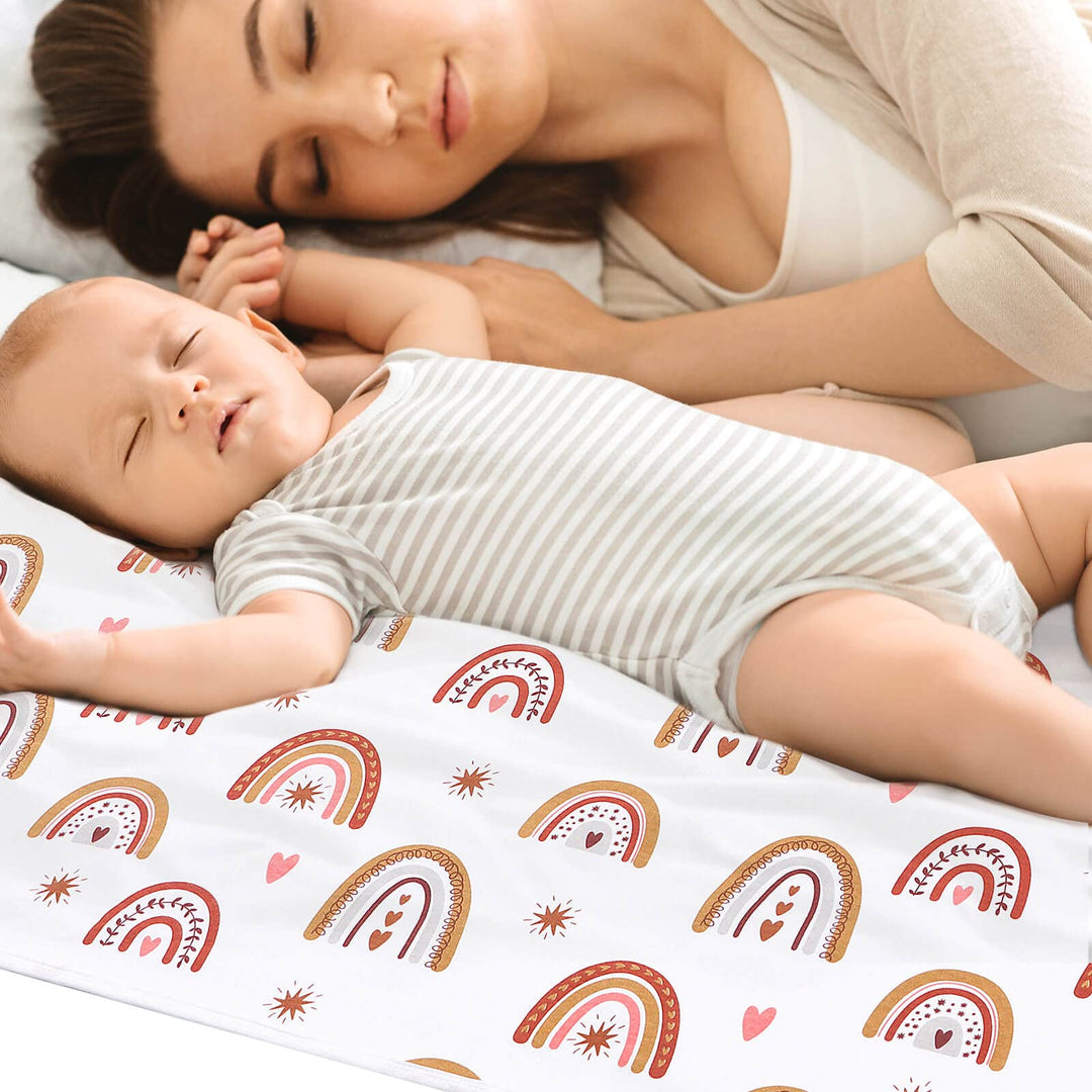 Baby Bed Pad Waterproof Washable Reusable 31x40 Large Toddler Mattress Protector Incontinence Pads Sheet Cover Underpads for Kids Adults and Pets Potty Training Mat-Rainbow