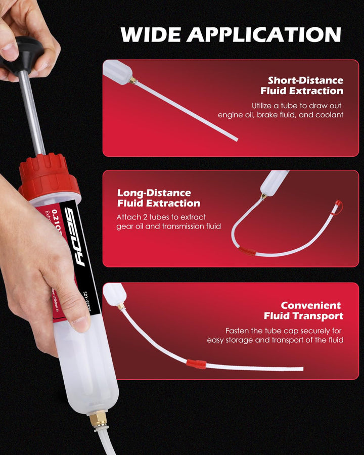 Fluid Extractor - 200cc Multi-Purpose Syringe, Oil Suction Pump, Manual Extraction and Filling Pump, Automotive Oil Syringe